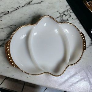 FIRE KING White Milk Glass Gold Trimmed Ovenware